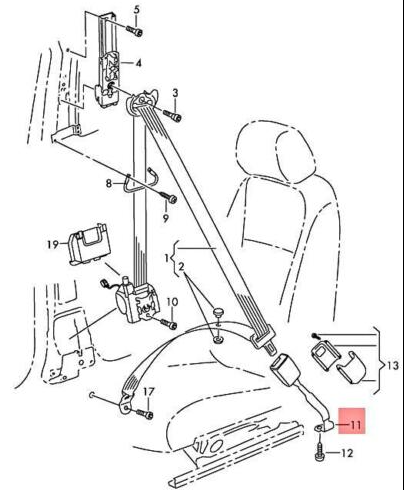 new volkswagen passat b6 front left seat buckle 3c0857755pqvz original