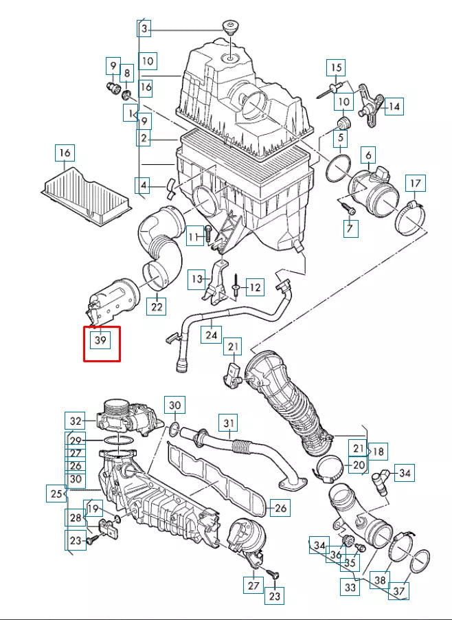 NEW VOLKSWAGEN TRANSPORTER T6 AIR INTAKE HOSE 7E0129752B 2016 ORIGINAL