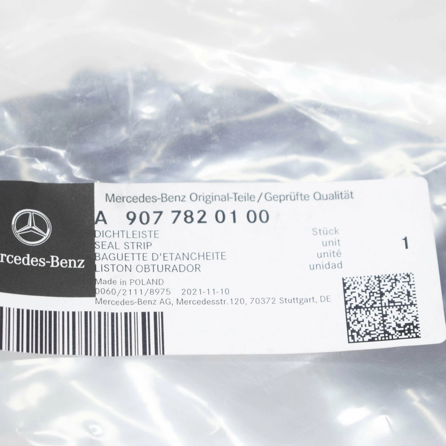 NEW MERCEDES-BENZ SPRINTER W907 REAR LEFT DOOR RUBBER SEAL A9077820100