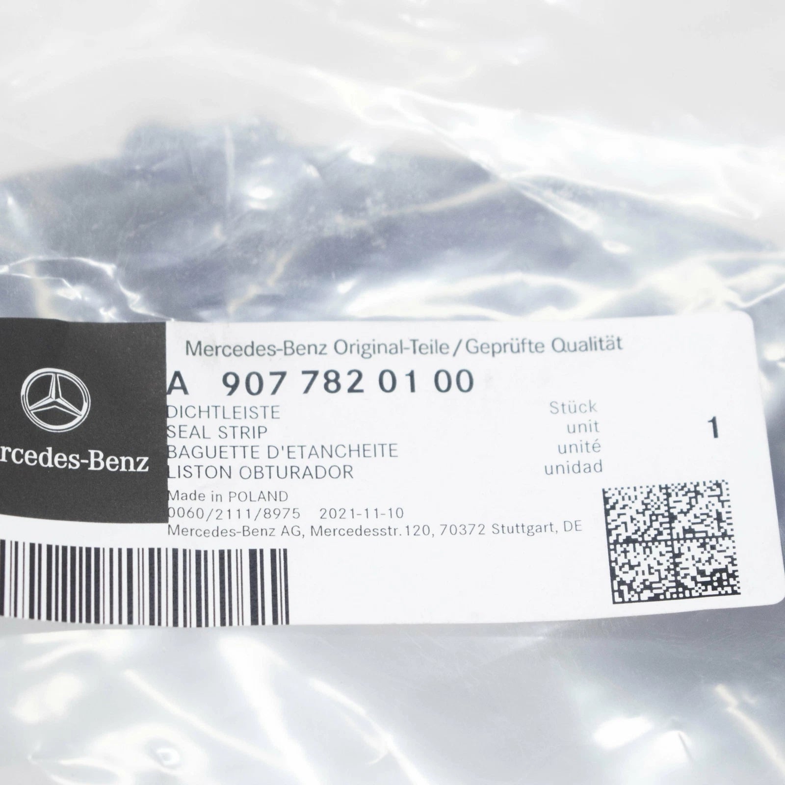 NEW MERCEDES-BENZ SPRINTER W907 REAR LEFT DOOR RUBBER SEAL A9077820100