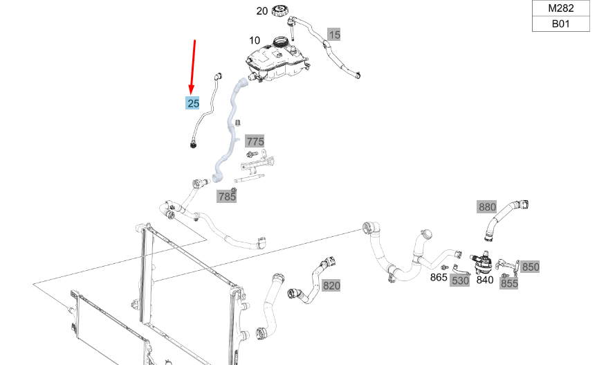 NEW MERCEDES-BENZ BW247 EXPANSION RESERVOIR BLEED LINE A2475011400 ORIGINAL