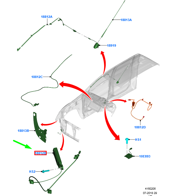 new ford ranger t6 mk1 aerial extension isolator cable assy 1884914 original