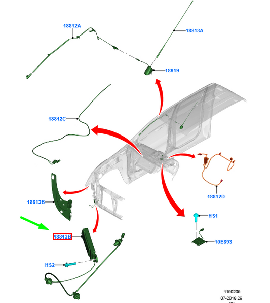 new ford ranger t6 mk1 aerial extension isolator cable assy 1884914 original
