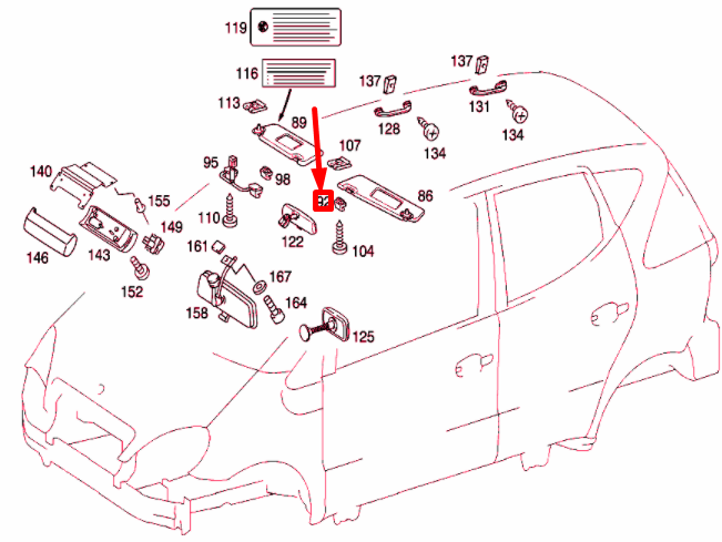 NEW MERCEDES-BENZ A W168 SUN VISOR CLIP A20281007129051 ORIGINAL