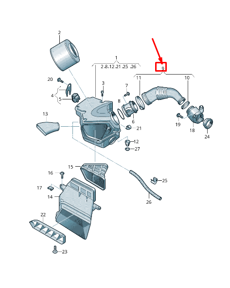 new audi a4 avant b8 air intake hose 059129629a original