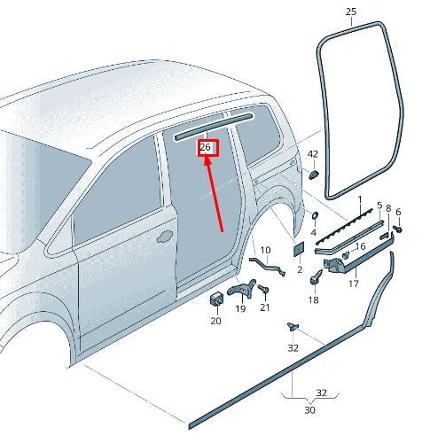 NEW VW SHARAN 7N SLIDING DOOR GUIDE RAIL SEAL 7N0868381A