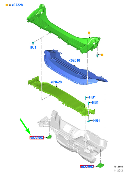 new ford kuga mk2 c520 cowl panel right water drain tube valve 1704395 original