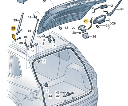 NEW VW TIGUAN AD1 REAR LEFT TRUNK UNIT GAS STRUT BRACKET 5NA827427 ORIGINAL