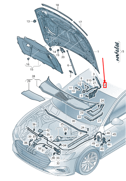new audi a6 c8 front right bonnet hinge 4k0823302a original