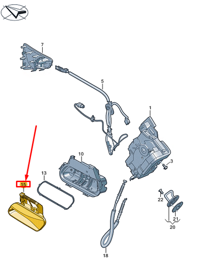 new vw id.4 e21 rear right door exterior handle 11a837206cfgru original