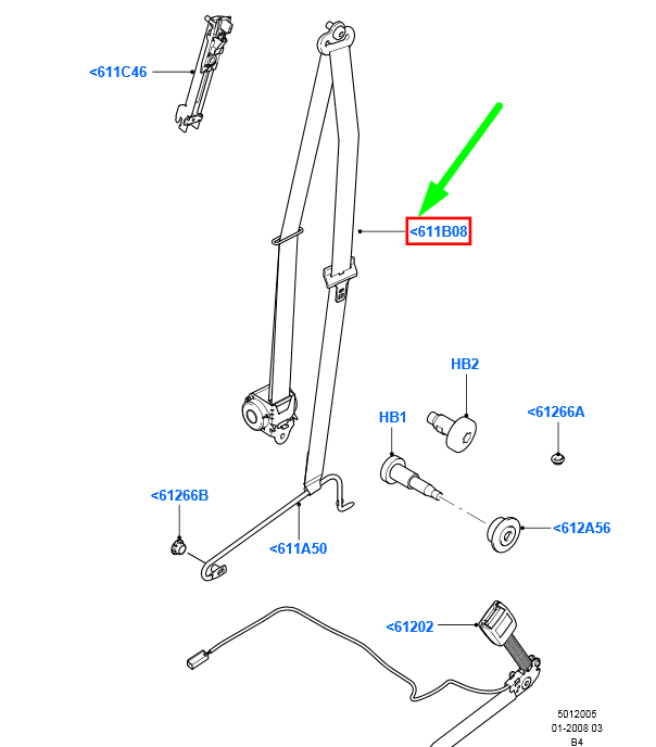 new ford focus mk2 front right seat belt 1633062 4m51-a61294-da original