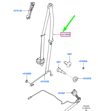 new ford focus mk2 front right seat belt 1633062 4m51-a61294-da original