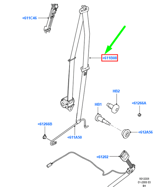 new ford focus mk2 front right seat belt 1633062 4m51-a61294-da original