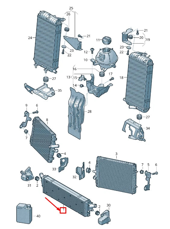 NEW AUDI R8 4S CENTER ENGINE COOLER FOR COOLANT 4S0121254B ORIGINAL