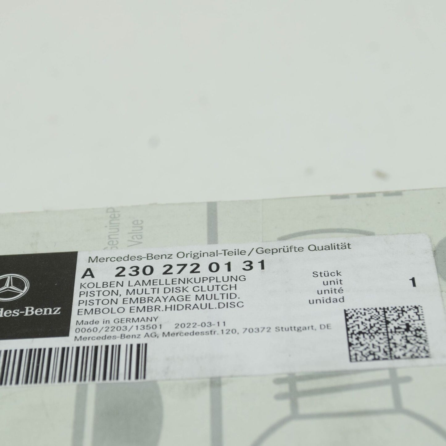 NEW MERCEDES BENZ SL R230 PISTON MULTICLUTCH DISC A2302720131 ORIGINAL