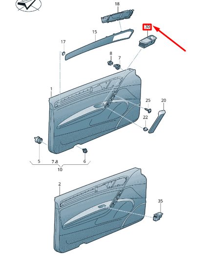 new vw golf 5g mk7 front right door window switch trim rhd 5g2867255ctu5