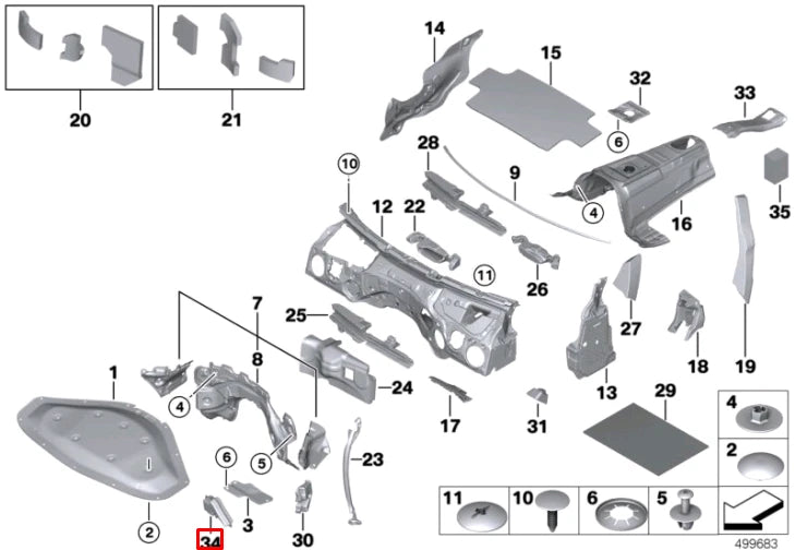 NEW BMW 3 F30 FRONT SOUND INSULATIION PARTITION 51487423815 ORIGINAL