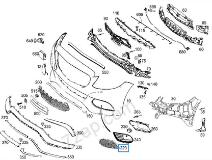 NEW MERCEDES-BENZ C-CLASS W205 FRONT BUMPER LEFT GRILLE A2058850723 2016