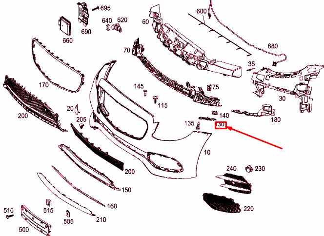 NEW MB E C238 FRONT BUMPER LEFT WHEEL ARCH MOUNTING RAIL A2388856300 ORIGINAL