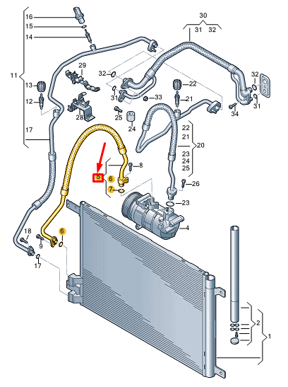 new vw tiguan ad a/c refrigerant line 5qf816721bc original