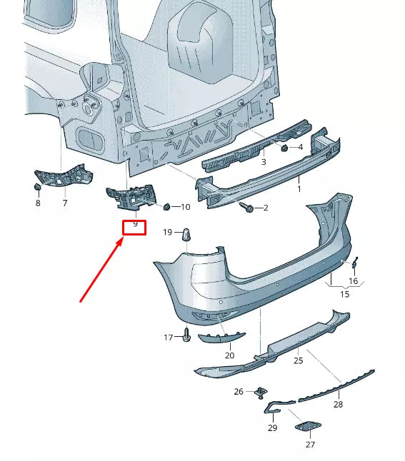 NEW VW TOURAN 5T REAR RIGHT BUMPER GUIDE PIECE 5TA807454