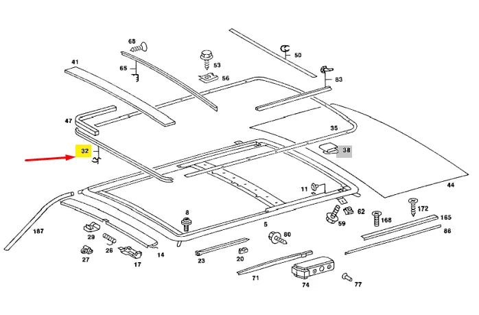 NEW MERCEDES-BENZ SALOON W123 SUNROF SEAL A1087820098