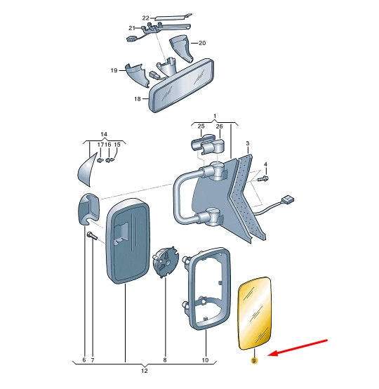 NEW VW TRANSPORTER T5 FRONT DOOR MIRROR GLASS LEFT A. RIGHT 7J0857521F ORIGINAL