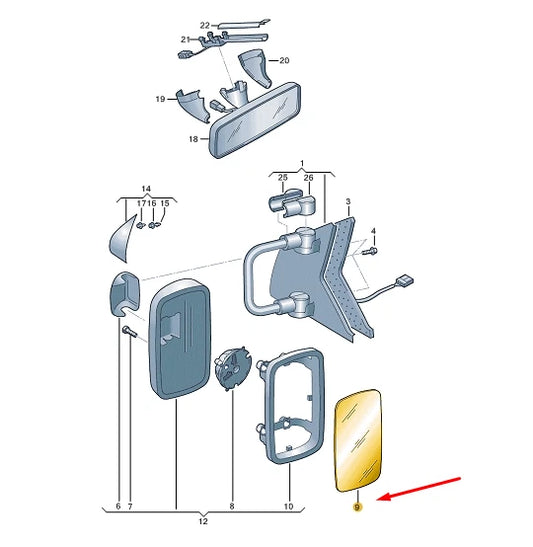 NEW VW TRANSPORTER T5 FRONT DOOR MIRROR GLASS LEFT A. RIGHT 7J0857521F ORIGINAL