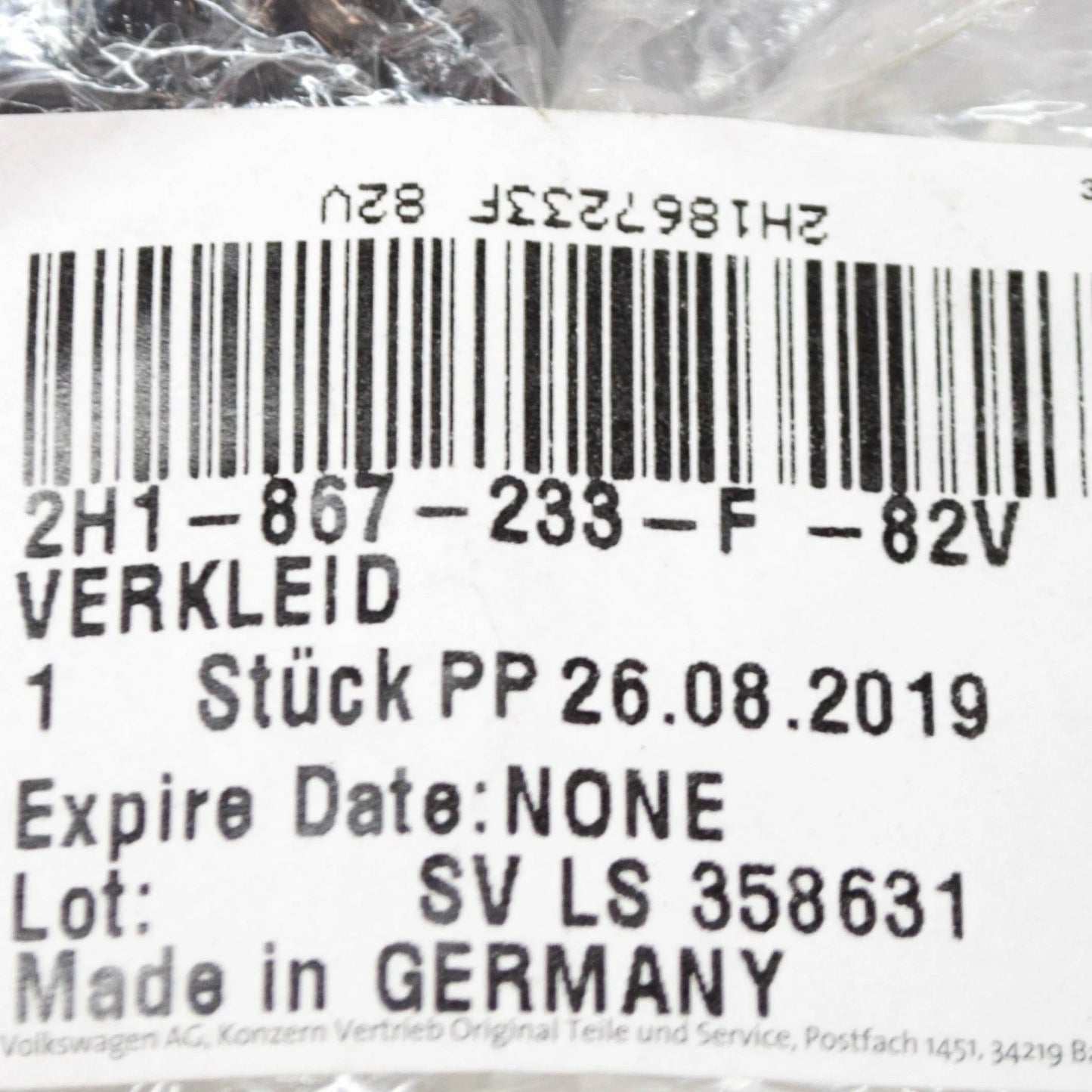 NEW VOLKSWAGEN AMAROK FRONT LEFT UPPER A-PILLAR TRIM LHD 2H1867233F82V