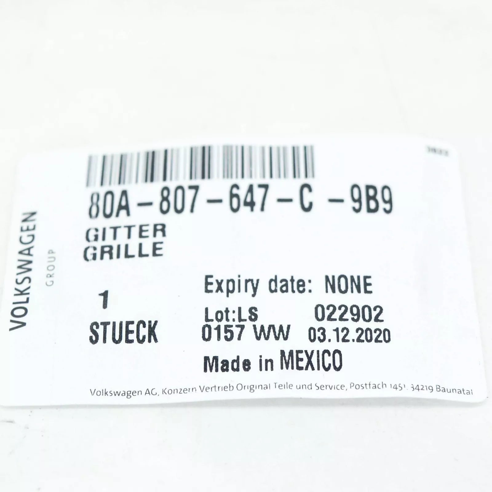 NEW AUDI Q5 80A FRONT BUMPER LOWER GRILLE 80A807647C9B9