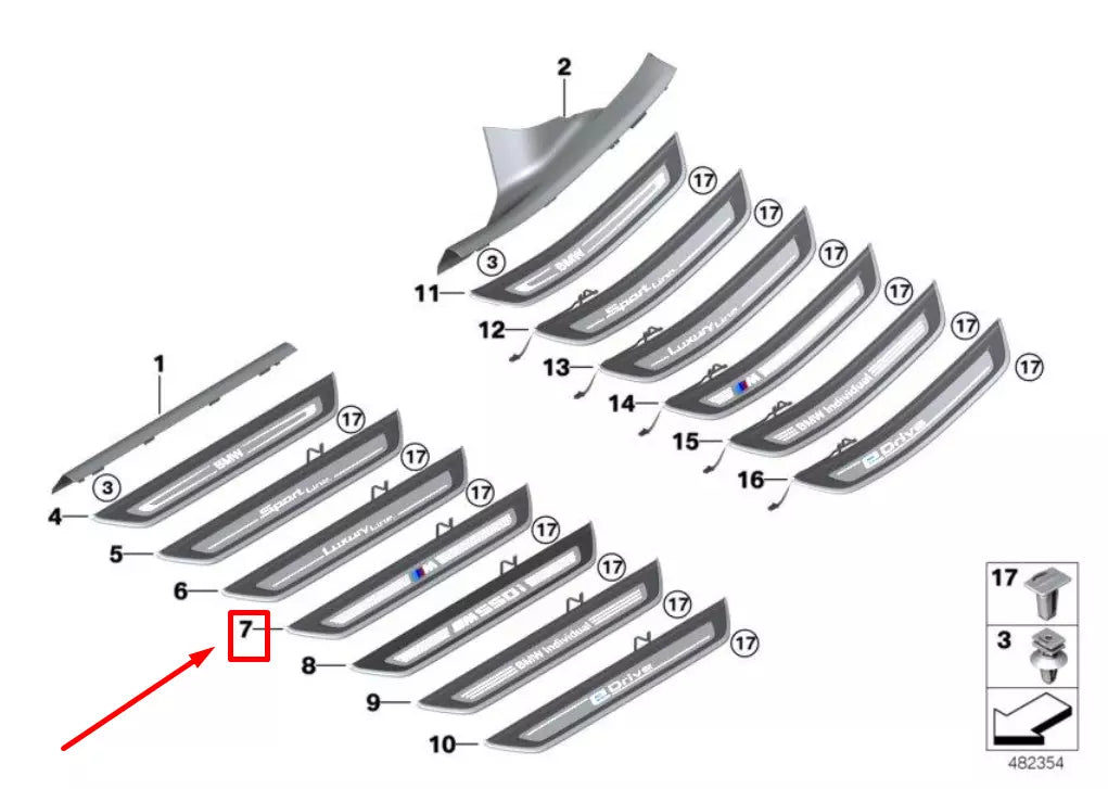 NEW BMW 5 G30 FRONT DOOR TRIM SILL PLATE INSERT 51478061056 8061056 ORIGINAL