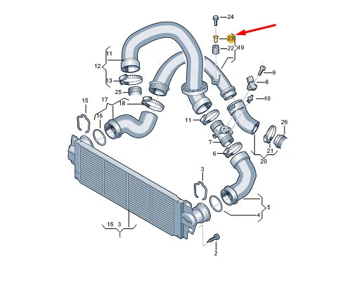 NEW VW TRANSPORTER VI T6 CHARGE AIR COOLER PIPE DISTANCE PIECE 7H0129734
