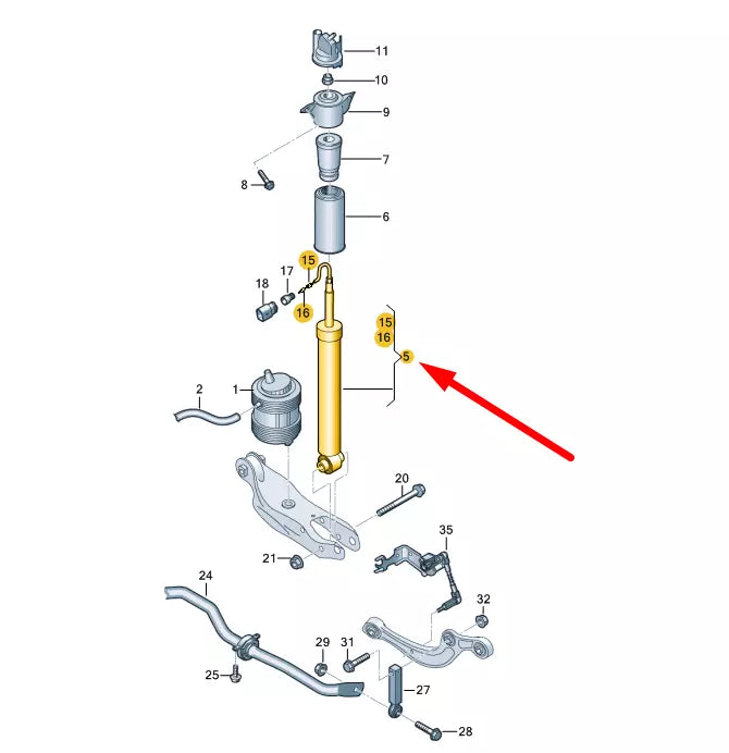 NEW AUDI RS6 C8 REAR GAS SHOCK ABSORBER 4K0616031M ORIGINAL