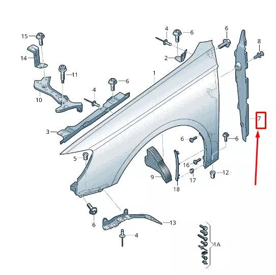 NEW AUDI RS3 FRONT RIGHT FENDER INSULATION 8V5864236