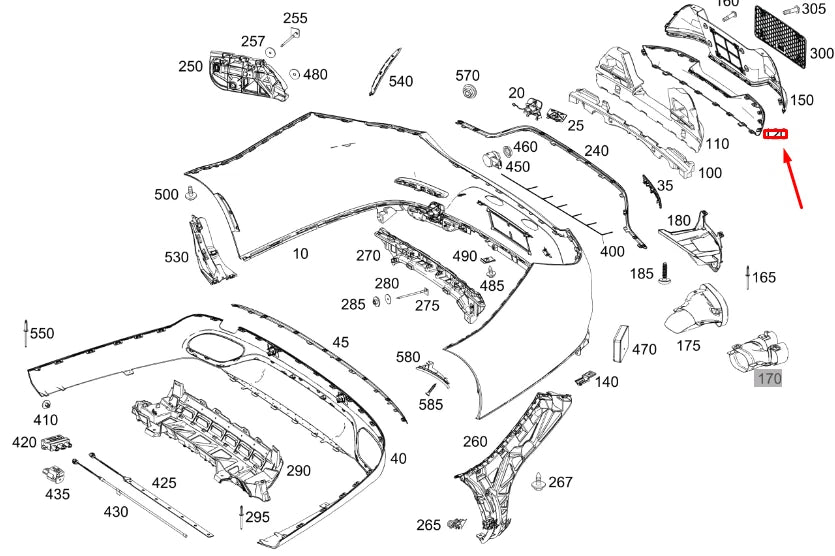 NEW MB CLS C257 REAR BUMPER CENTRER BOTTOM STIFFENER A2578850103 ORIGINAL