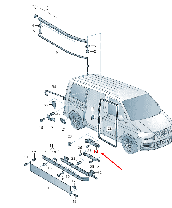 NEW VW TRANSPORTER VI T6 SLIDING LEFT DOOR CATCH 7H0843413C ORIGINAL
