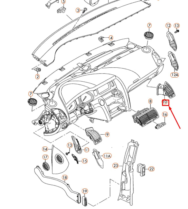 NEW AUDI Q7 4L DASHBOARD RIGHT FRESH AIR VENT 4L0820902T3Q7 ORIGINAL