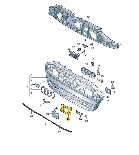 NEW AUDI A7 SPORTBACK 4K8 FRONT GRILLE RIGHT COVER 4K8853294N5FQ 2017 ORIGINAL