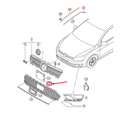 NEW VOLKSWAGEN GOLF MK7 FRONT BUMPER LOWER VENT GRILLE 5G0853677K9B9 ORIGINAL