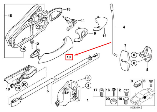 NEW BMW X5 E53 FRONT LEFT DOOR EXTERIOR HANDLE 51218257737 8257737 ORIGINAL