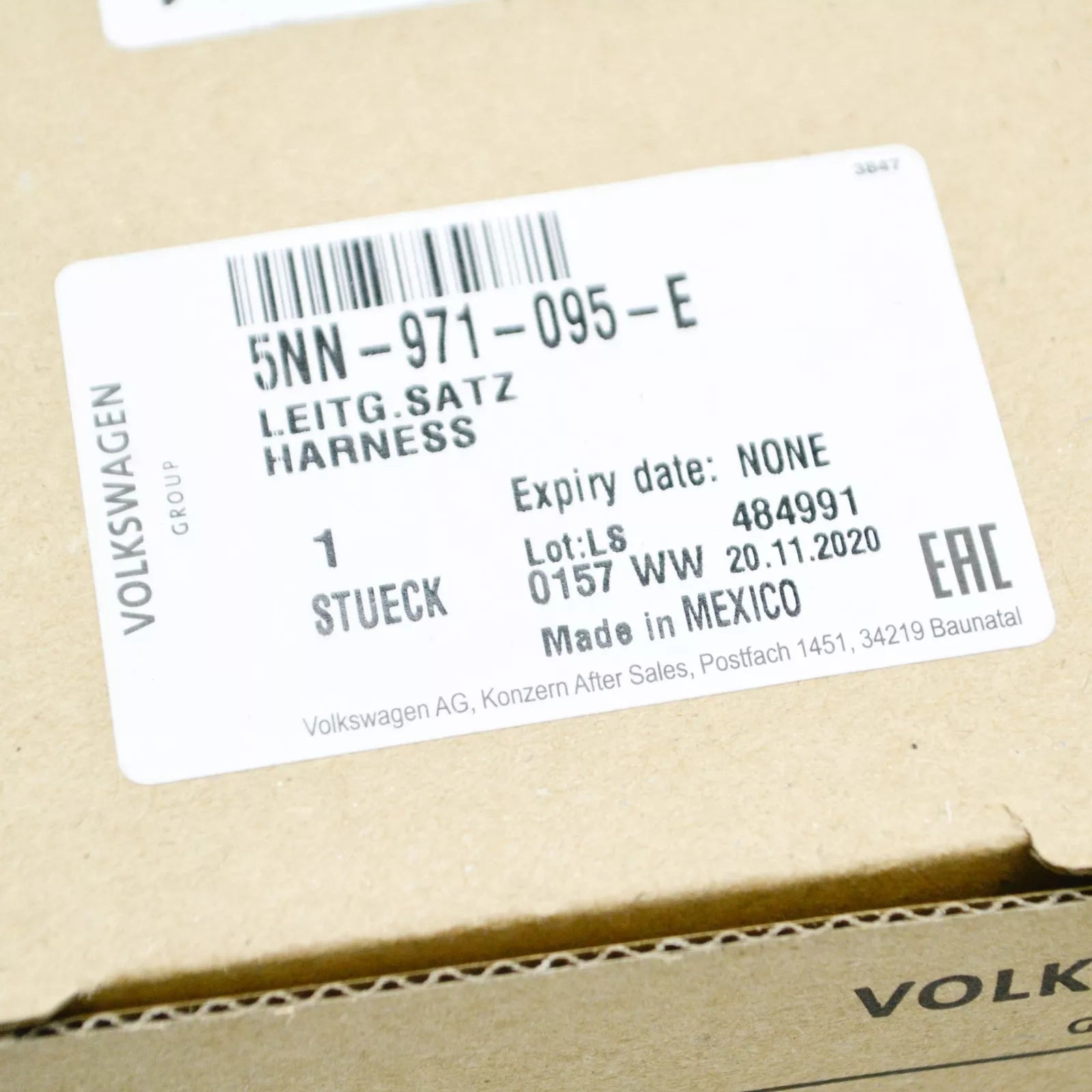 NEW VW TIGUAN AD MK2 ALLSPACE FRONT BUMPER WIRING SET 5NN971095E