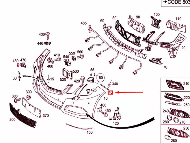 NEW MERCEDES-BENZ E W212 FRONT BUMPER LEFT RAIL A2128810106 ORIGINAL