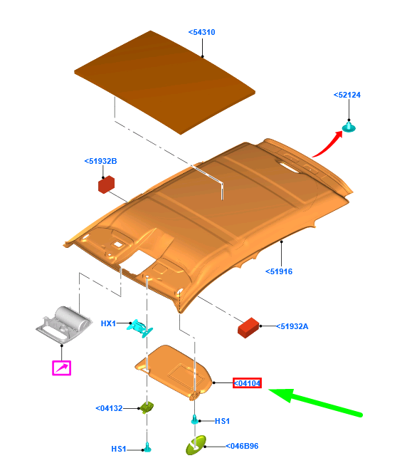 new ford ecosport mk2 left side sun visor rhd dn1b-a04101-ca34x1 1830672