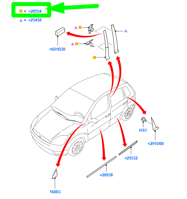 new ford fiesta ws mk5 front right door pillar moulding 1473673 original