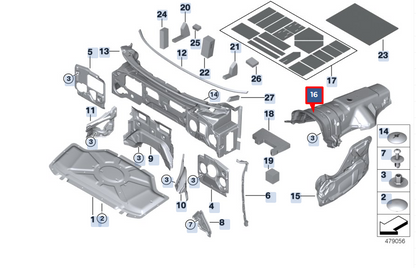 new bmw x6 f16 m f86 tunnel sound insulation 51487336282 original