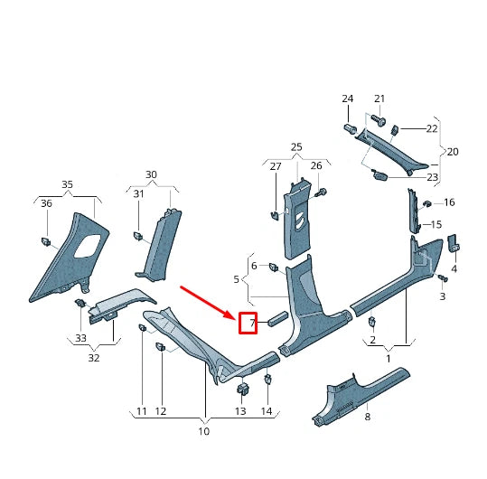 NEW AUDI RSQ3 8U LOWER B-PILLAR FILLER PIECE 8U0867335