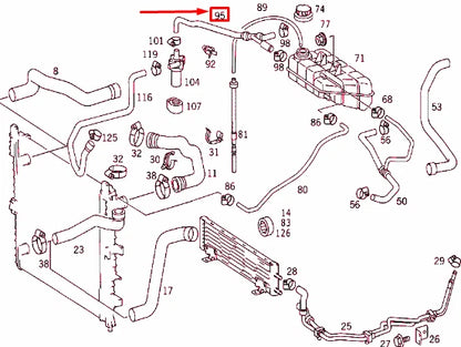 NEW MB ML W163 EXPANSION TANK TO RECIRCULATING PUMP HOSE LHD A1635013582