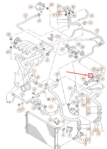 NEW VOLKSWAGEN BEETLE 9C COOLING SYSTEM FLANGE DISTRIBUTOR 1C0121438A ORIGINAL