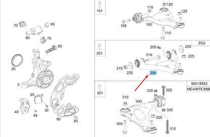 NEW MB VITO W447 FRONT LEFT TRANSVERSE CONTROL ARM A4473303100 ORIGINAL