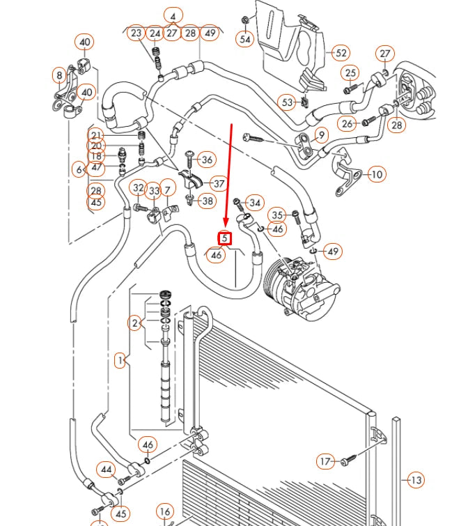 NEW VOLKSWAGEN PASSAT B6 A/C REFRIGERANT HOSE 3C0820721N ORIGINAL